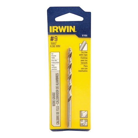 Irwin Irwin No 9 X 3-5/8 in. L High Speed Steel Wire Gauge Bit Straight Shank 1 pc 81109